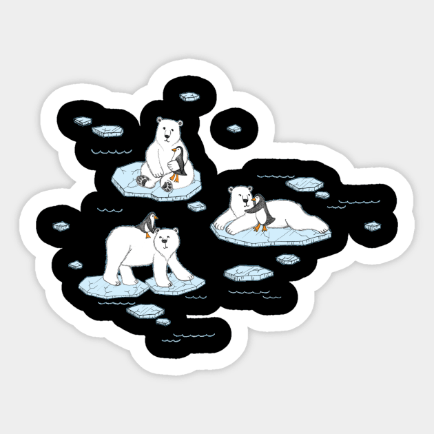 Polar Bear Loves Penguin Sticker by micklyn